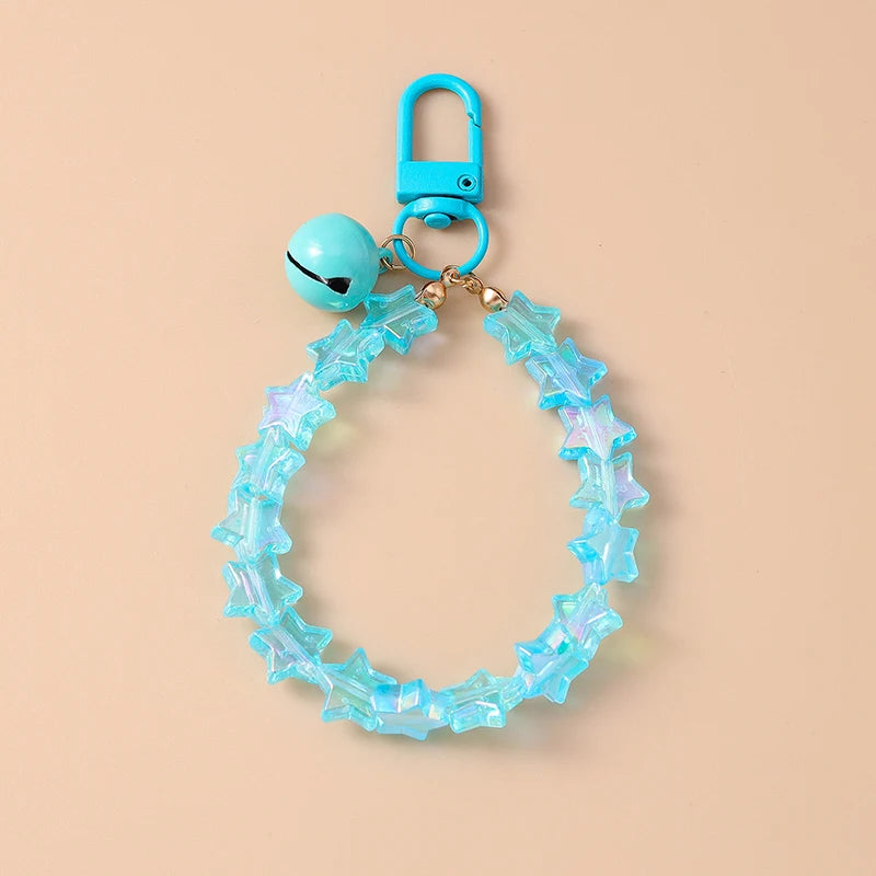 Cute Colorful Beaded Bracelet Key Chain Crystal Key Ring
