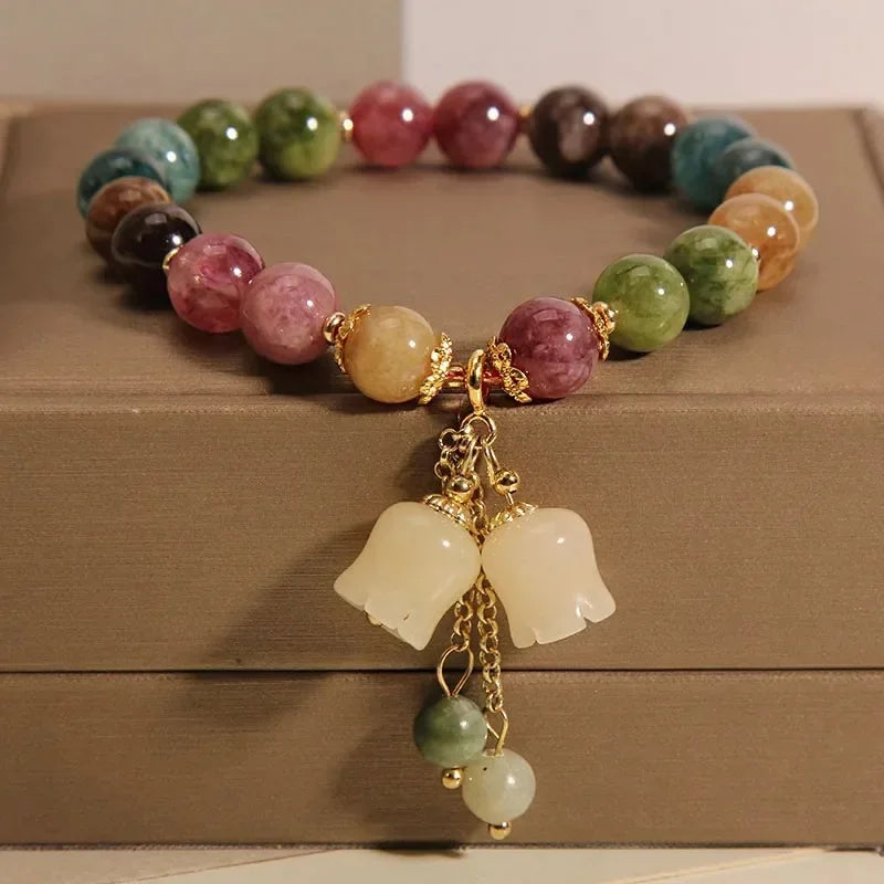 Exquisite Natural Stone Butterfly Flower Bracelet