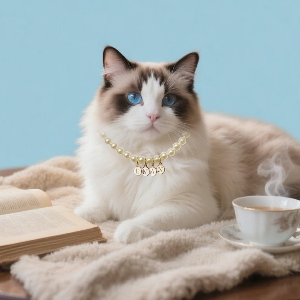 Personalized Elegant Pearl Pet Necklace Collar