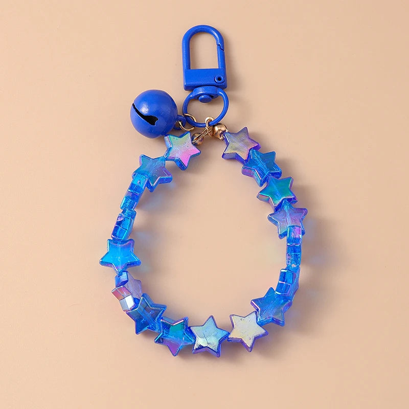 Cute Colorful Beaded Bracelet Key Chain Crystal Key Ring