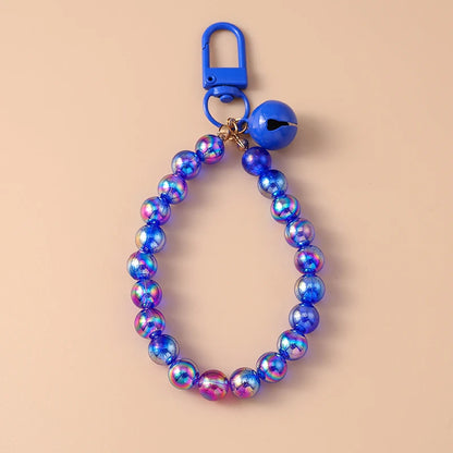 Cute Colorful Beaded Bracelet Key Chain Crystal Key Ring