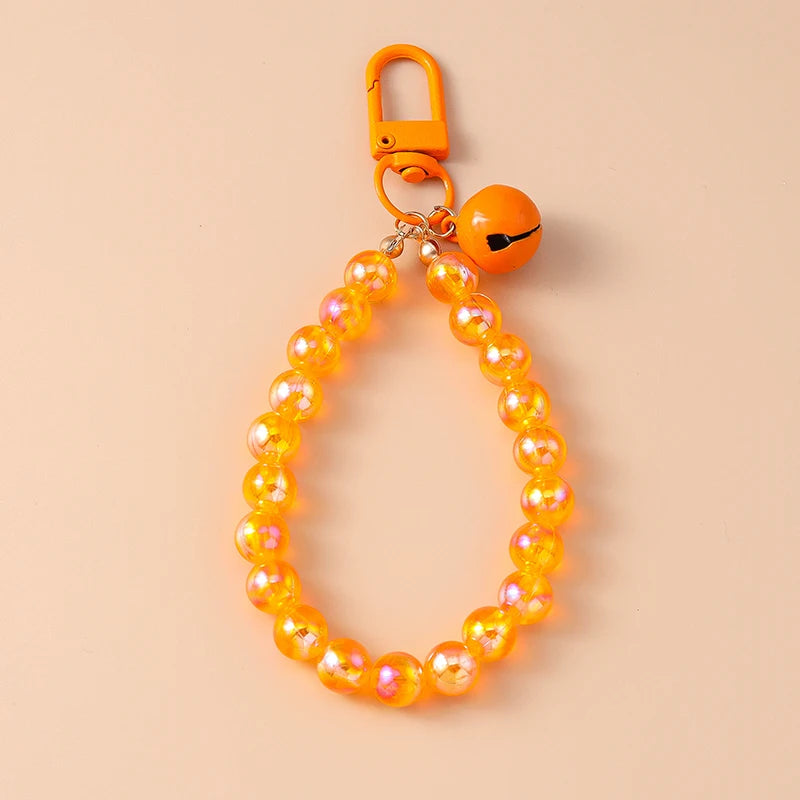 Cute Colorful Beaded Bracelet Key Chain Crystal Key Ring