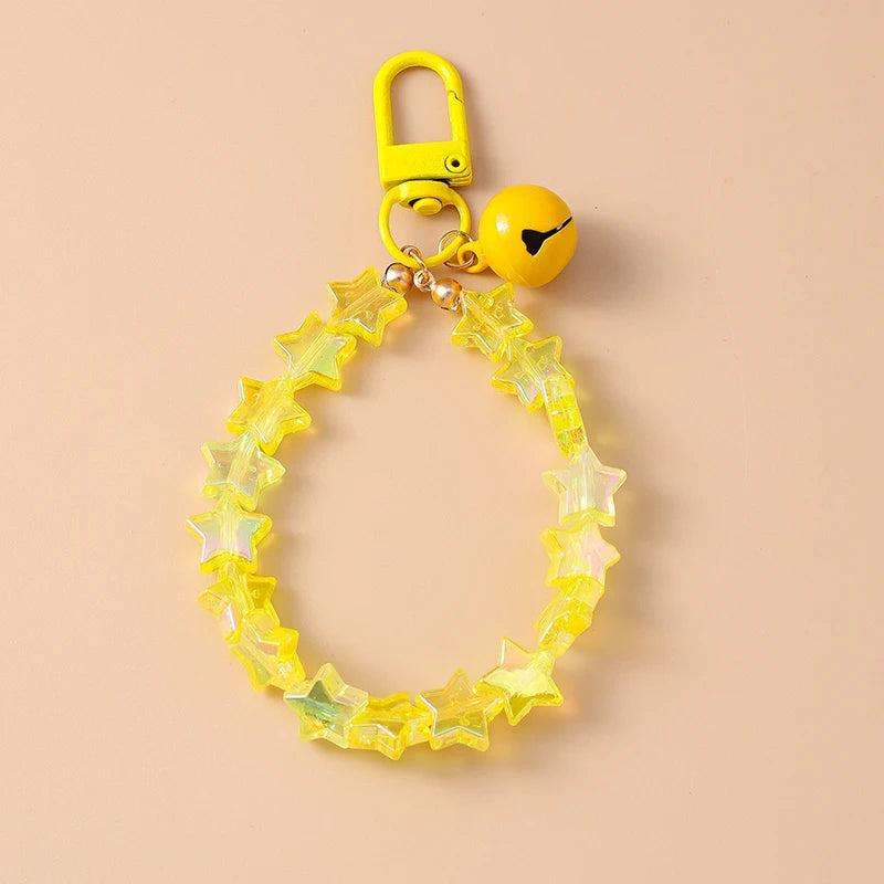 Cute Colorful Beaded Bracelet Key Chain Crystal Key Ring
