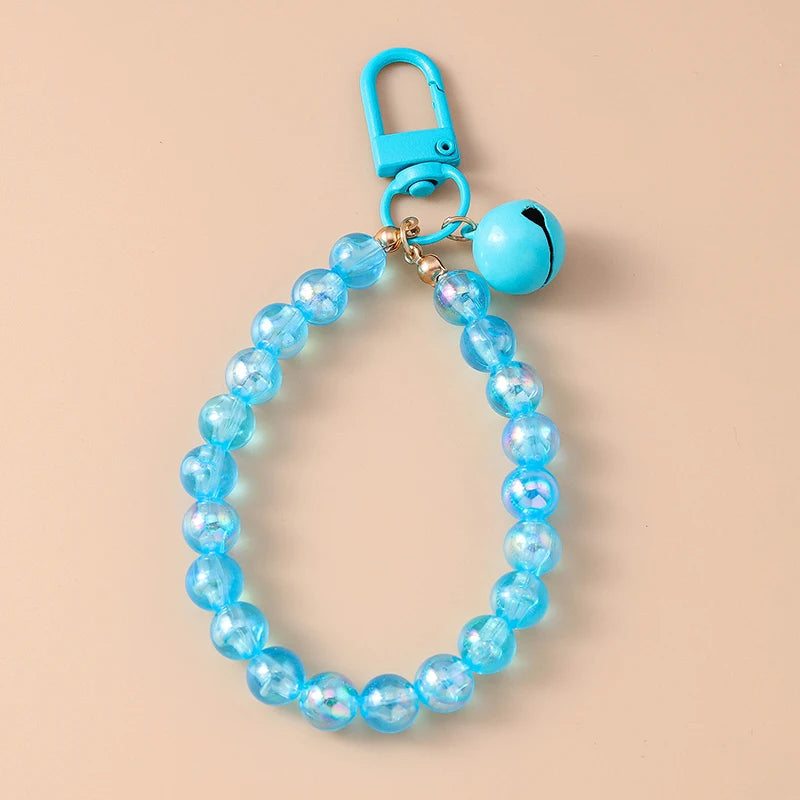 Cute Colorful Beaded Bracelet Key Chain Crystal Key Ring