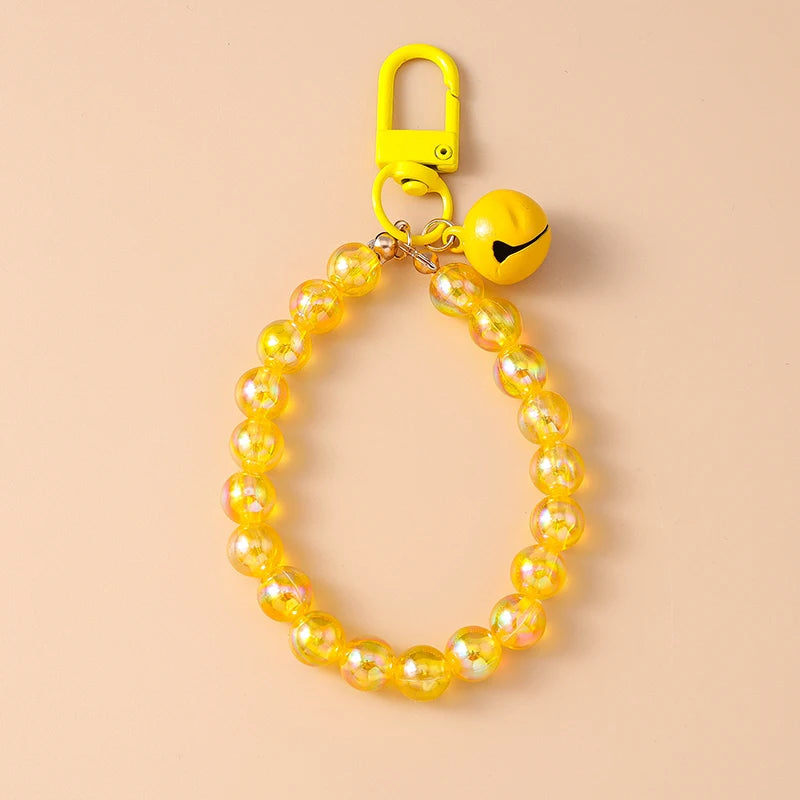 Cute Colorful Beaded Bracelet Key Chain Crystal Key Ring