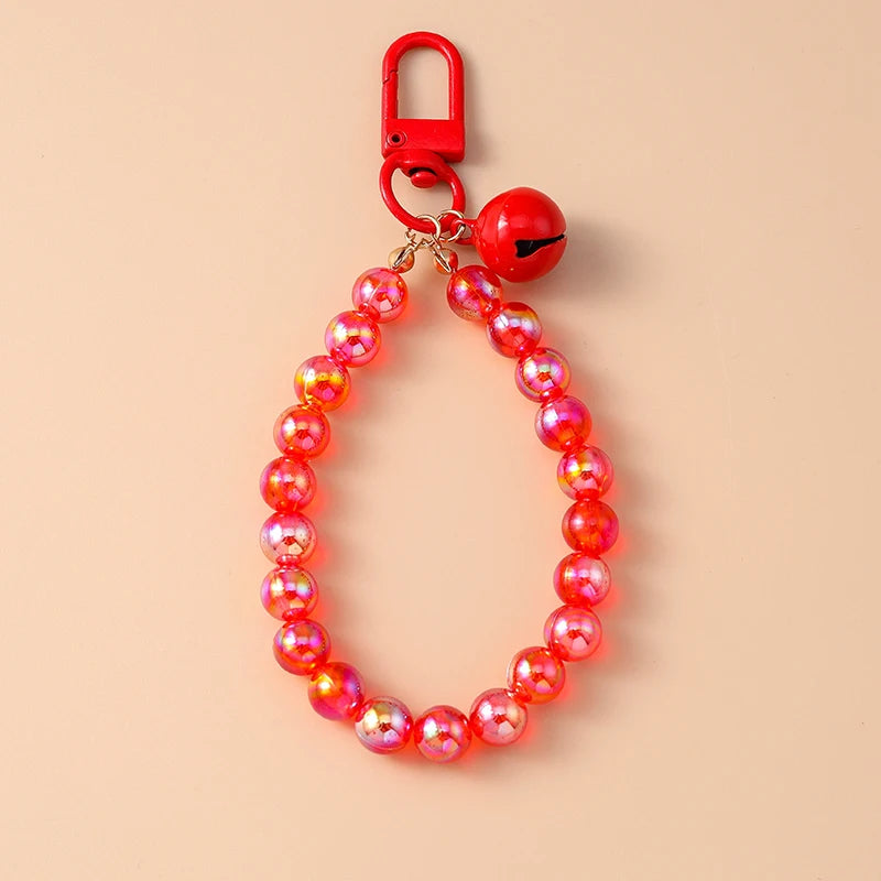 Cute Colorful Beaded Bracelet Key Chain Crystal Key Ring