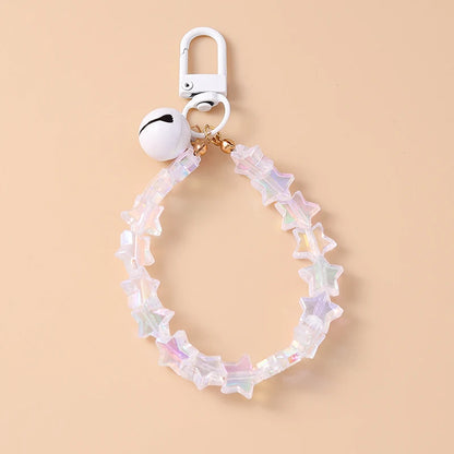 Cute Colorful Beaded Bracelet Key Chain Crystal Key Ring