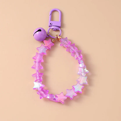 Cute Colorful Beaded Bracelet Key Chain Crystal Key Ring