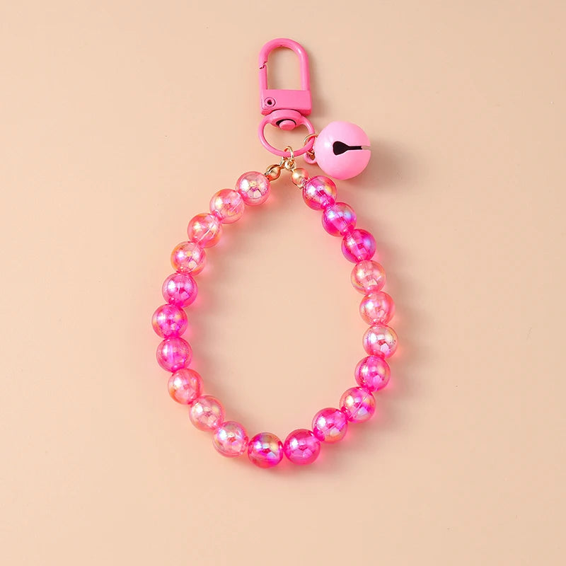 Cute Colorful Beaded Bracelet Key Chain Crystal Key Ring
