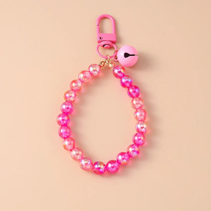 Cute Colorful Beaded Bracelet Key Chain Crystal Key Ring