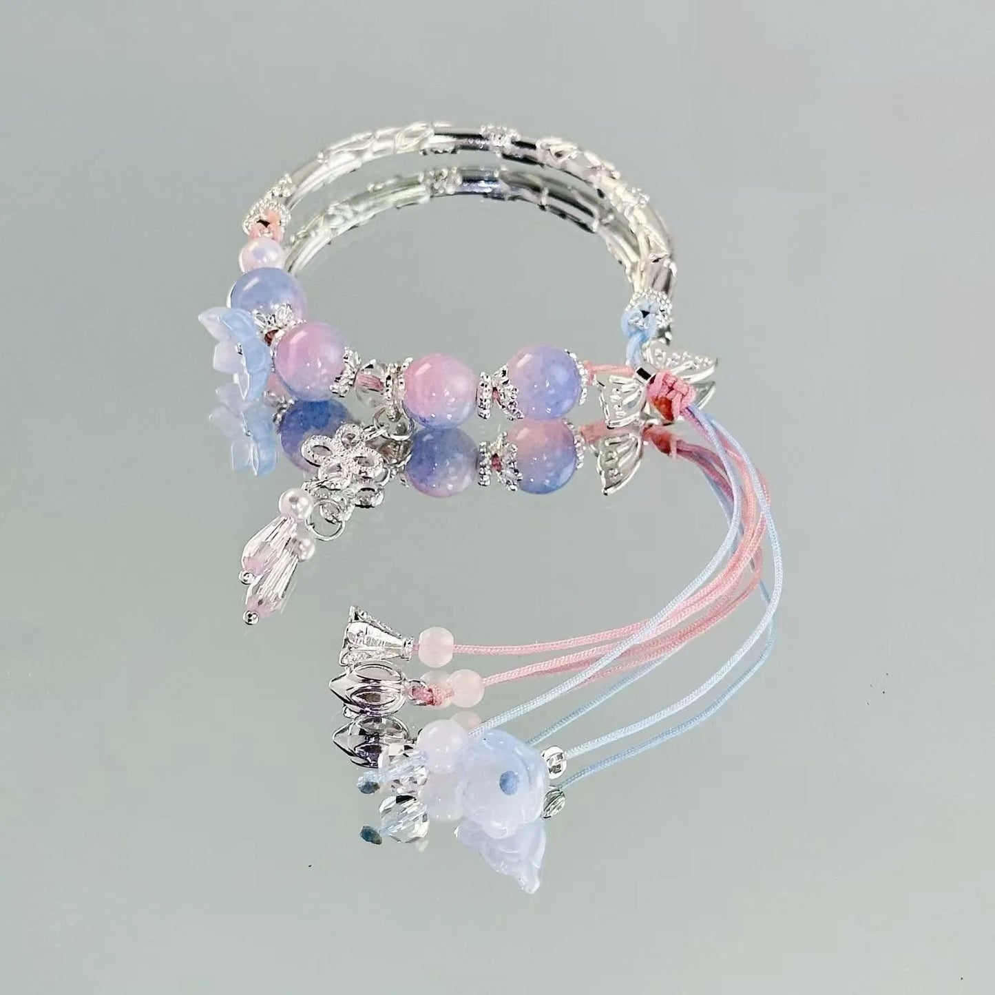 Exquisite Natural Stone Butterfly Flower Bracelet