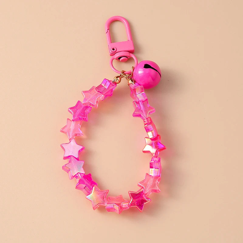 Cute Colorful Beaded Bracelet Key Chain Crystal Key Ring